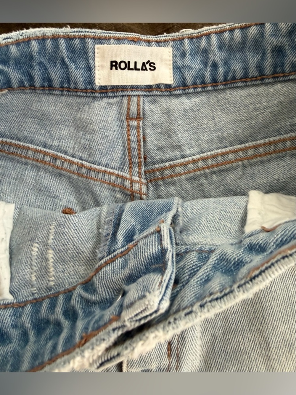 Rolla’s High Rise Cut Off Denim Shorts in Distressed Super Light Wash, 10/30 - Picture 7 of 12